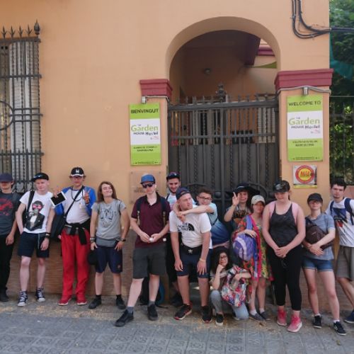 Outside the Garden House Hostel